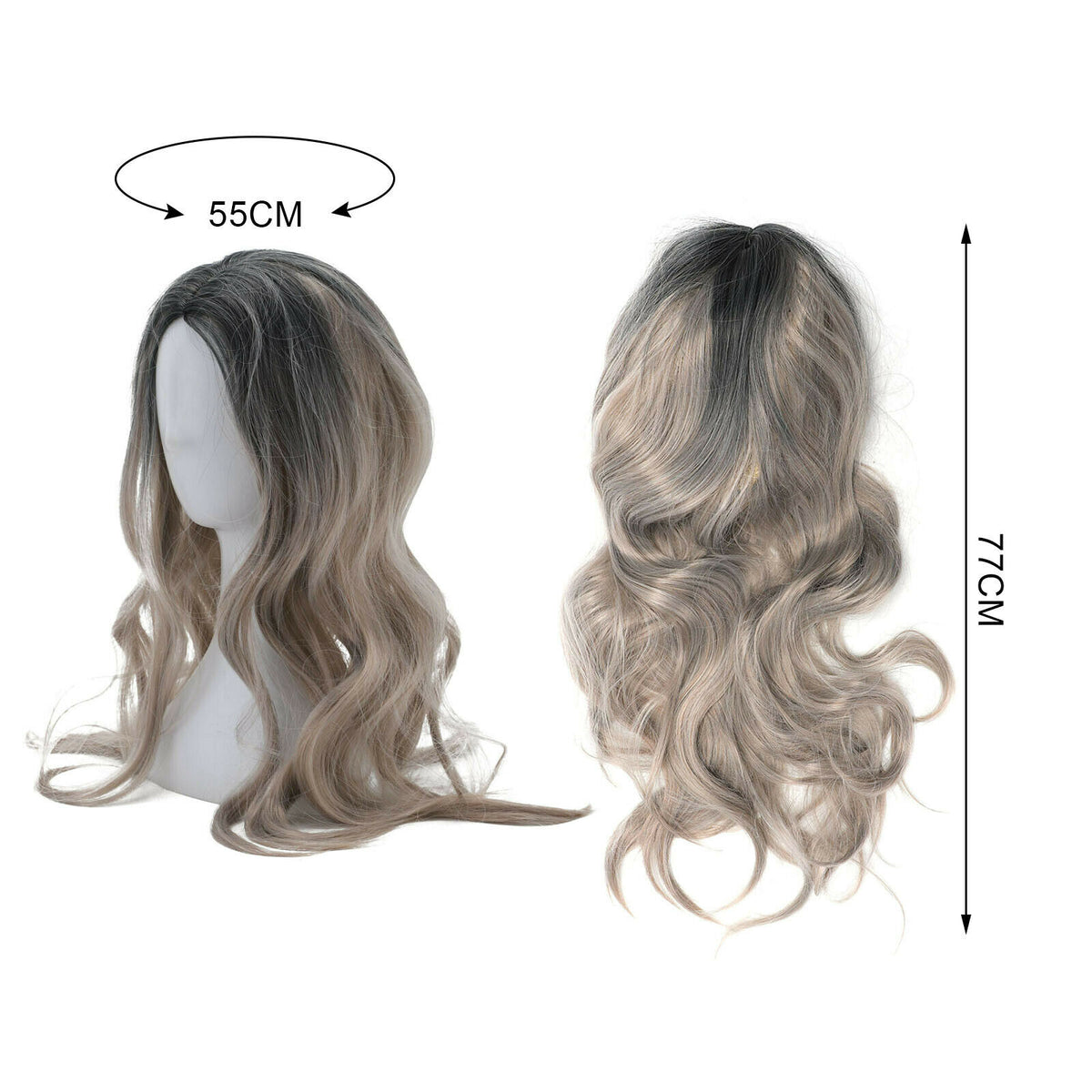 The new Brown Gold Blonde Long Wavy Wig Synthetic Curly Hair Cosplay Fashion V201-W11877791