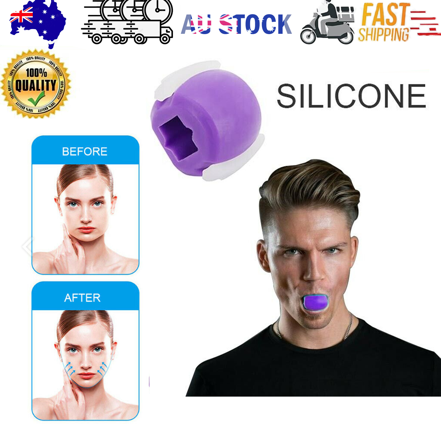 Facial exerciser exercise ballneck toner3-stage mandibular exerciser jaw trainer Purple V201-W11877794