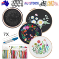 Embroidery Beginners DIY Cross Stitch Kits Pre-Printed Floral Pattern With Hoop. V201-W11877795