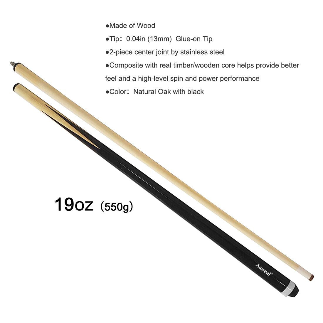Pool Snooker Billiard Cues Sticks 57" Case & Chalk V201-W11915561