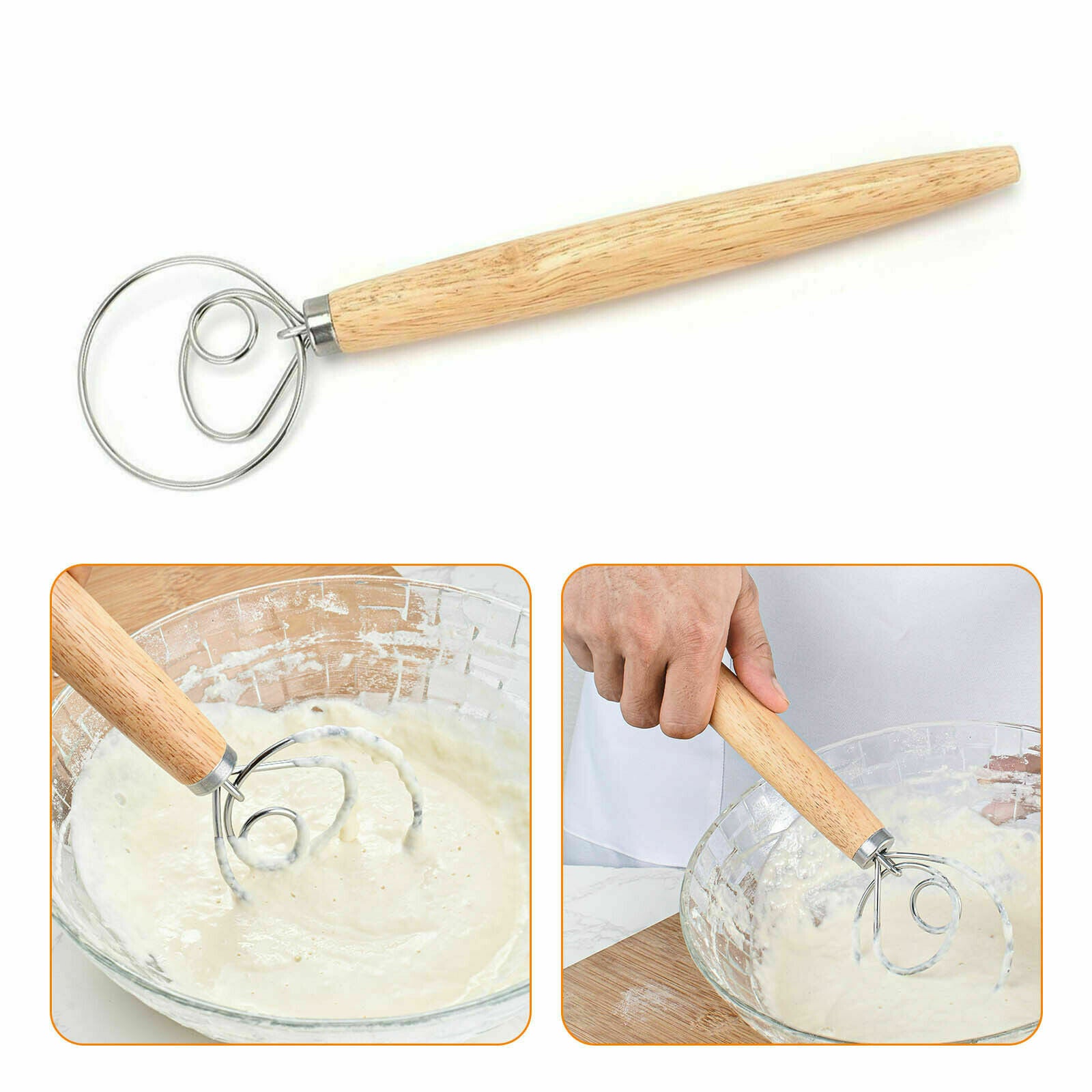 13 INCHES BAKING DOUGH STAINLESS STEEL LARGE WIRE WHISK MIXER BREAD COOKING TOOL V201-W12063003