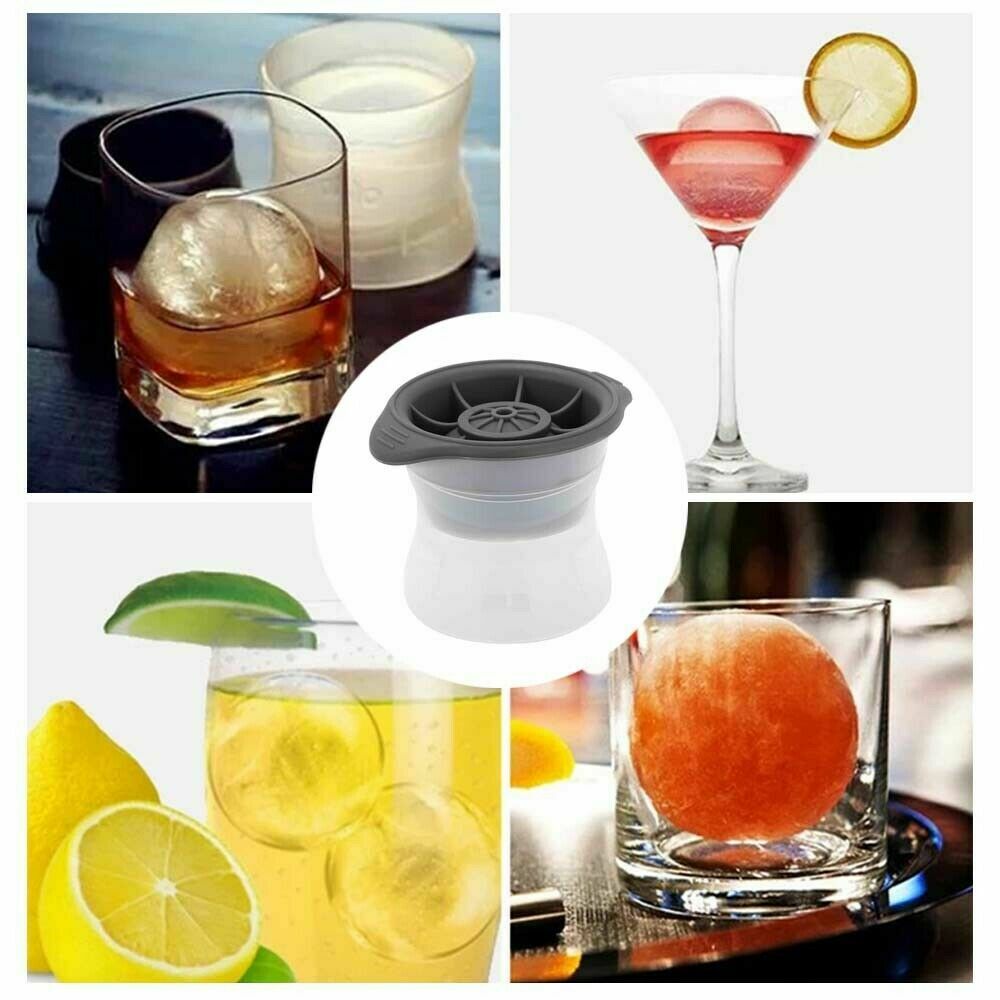 2pcs grey Silicone Ice Ball Mold Sphere Cube Maker Mould Jelly Whiskey Cocktail V201-W12063025