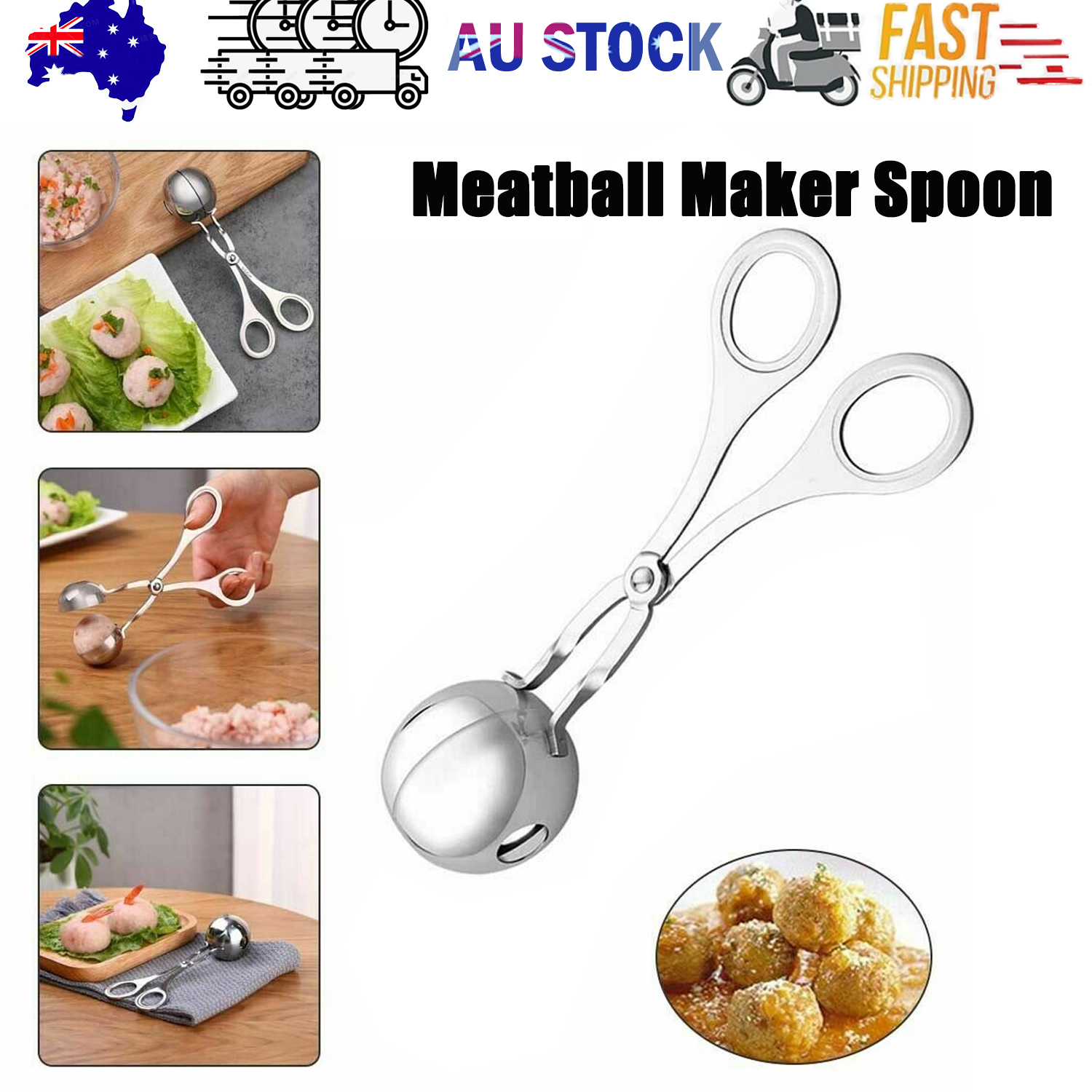L Meatball Maker Spoon Kitchen Stick Utensil Baller Meat Stainless Steel AU V201-W12063048