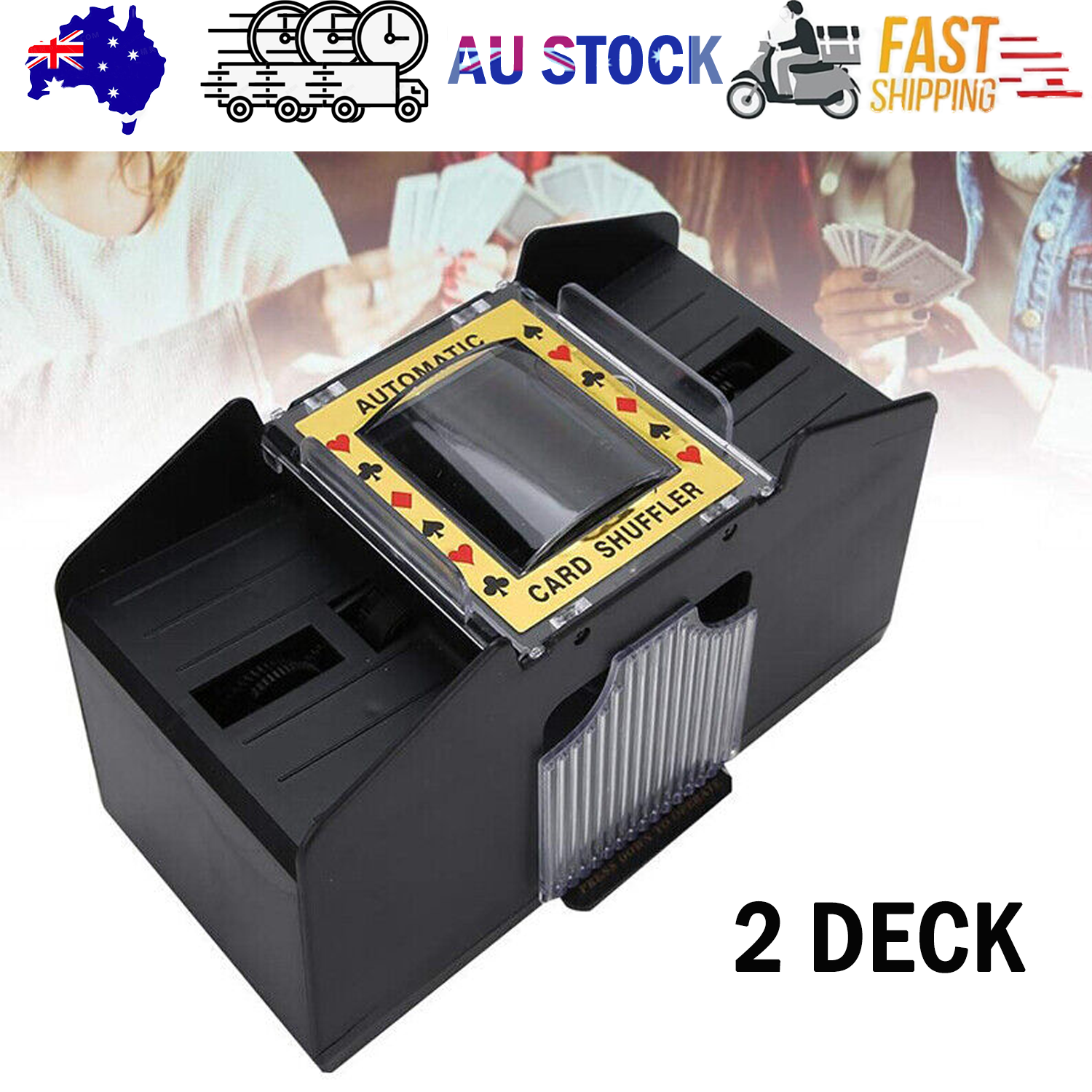 Automatic Card Shuffler Poker Cards Shuffling Machine Casino Playing Game 2 DECK V201-W12080466