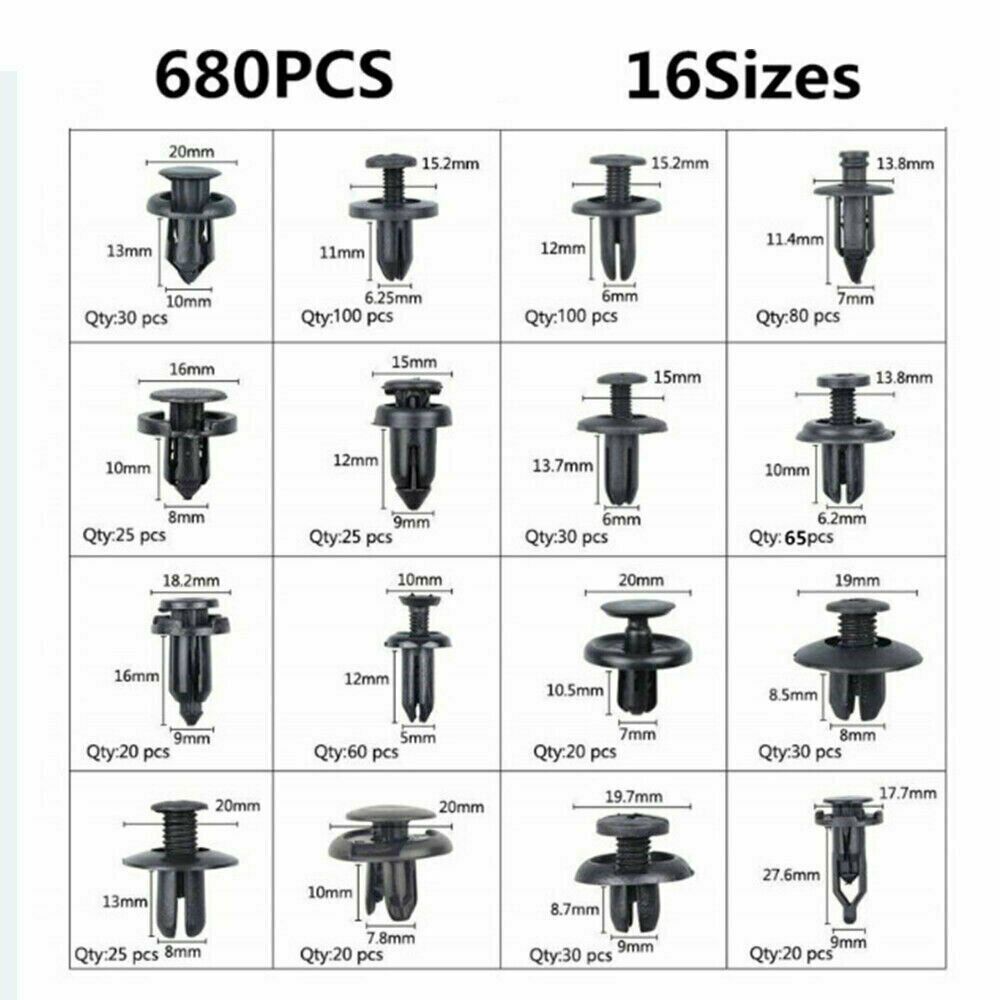 731pcs Car Trim Body Clips Kit Rivet Retainer Auto Panel Bumper Plastic Fastener V201-W12108837