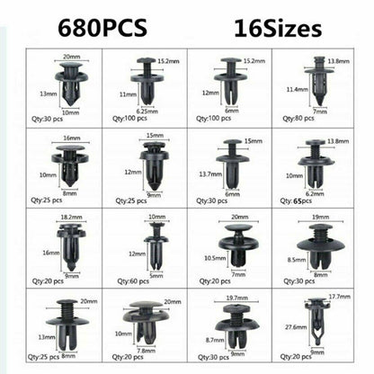 731pcs Car Trim Body Clips Kit Rivet Retainer Auto Panel Bumper Plastic Fastener V201-W12108837