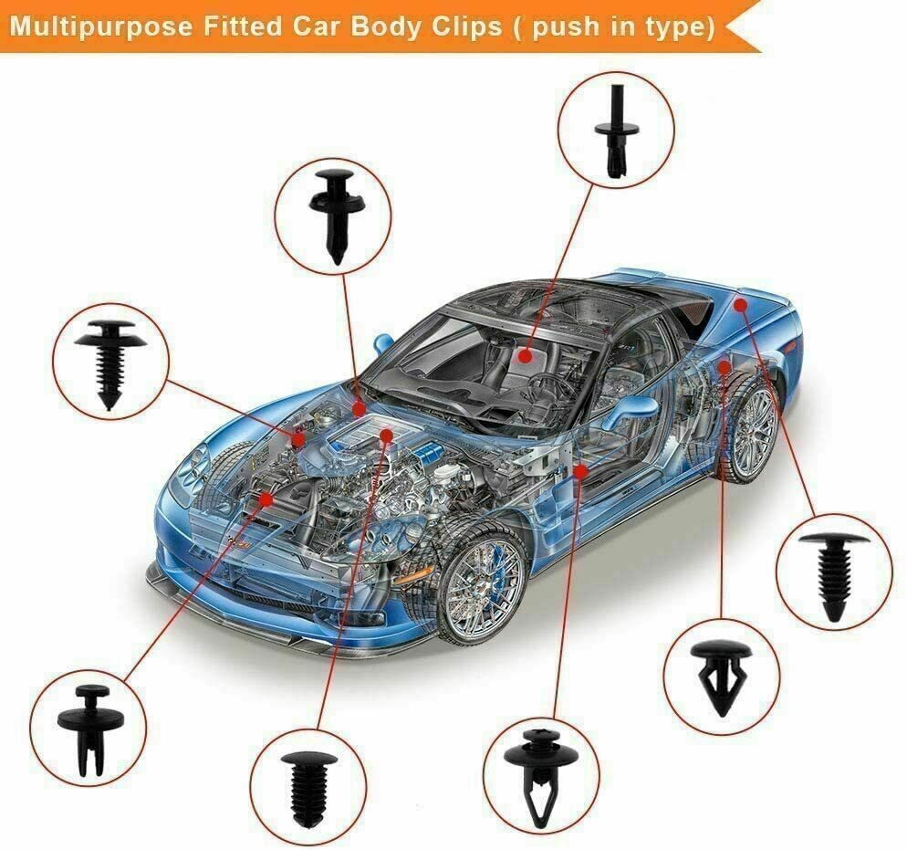731pcs Car Trim Body Clips Kit Rivet Retainer Auto Panel Bumper Plastic Fastener V201-W12108837