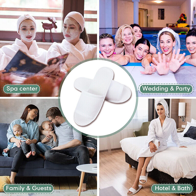 20Pairs Unisex White Disposable Slipper SPA Non-Slip Slippers Hotel Household V201-W12419465