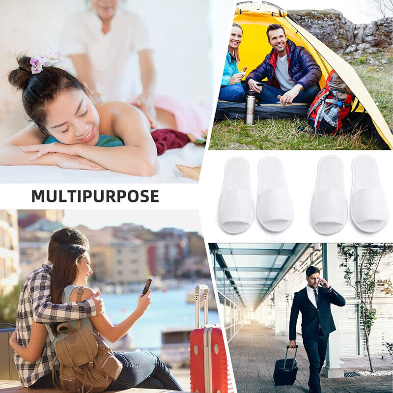 20Pairs Unisex White Disposable Slipper SPA Non-Slip Slippers Hotel Household V201-W12419465