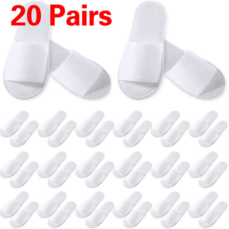 20Pairs Unisex White Disposable Slipper SPA Non-Slip Slippers Hotel Household V201-W12419465