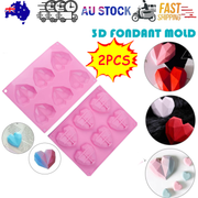 2PCS DIY 3D Fondant Mold Silicone Heart Shape Candy Cake Chocolate Mould Sugar Craft V201-W12420716