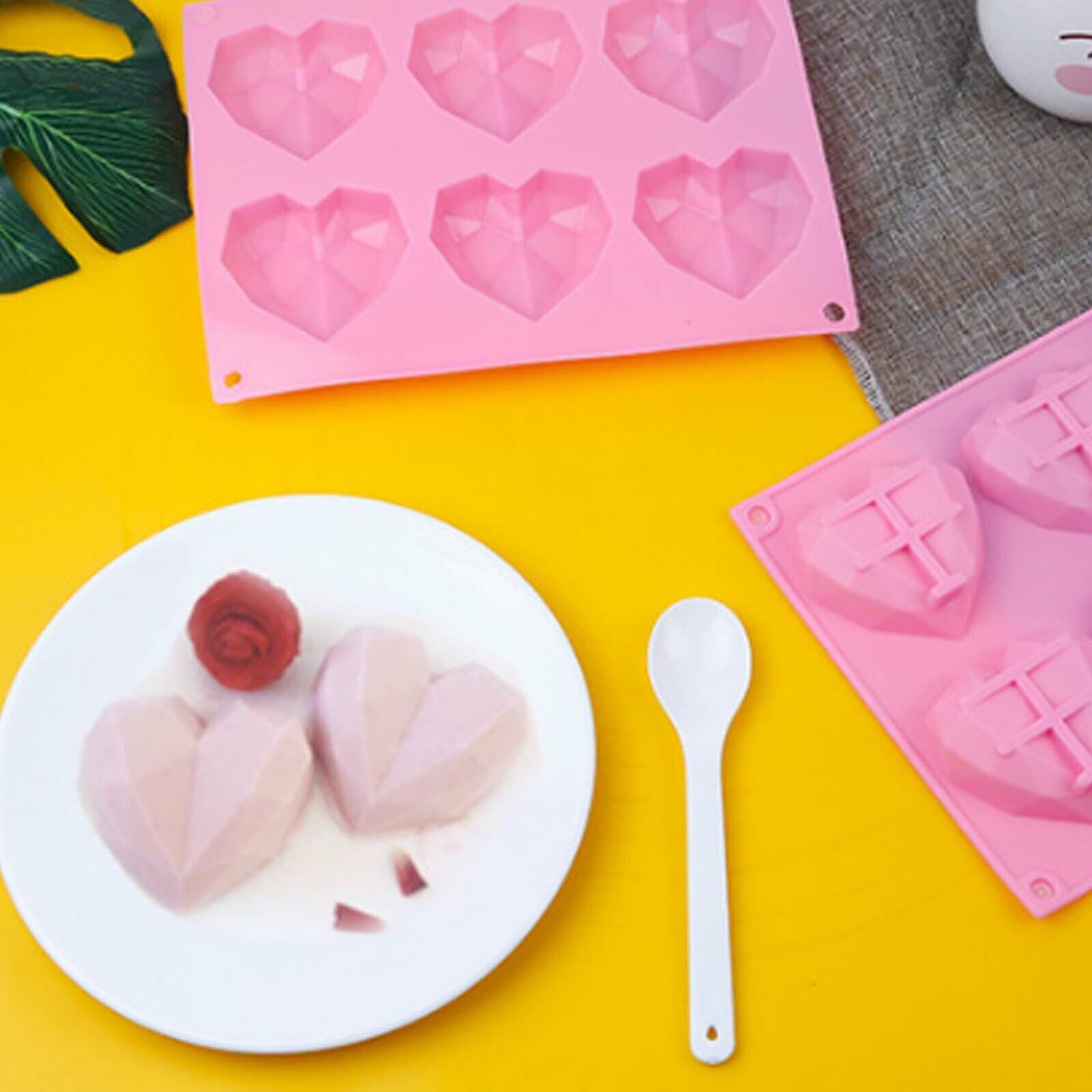 2PCS DIY 3D Fondant Mold Silicone Heart Shape Candy Cake Chocolate Mould Sugar Craft V201-W12420716