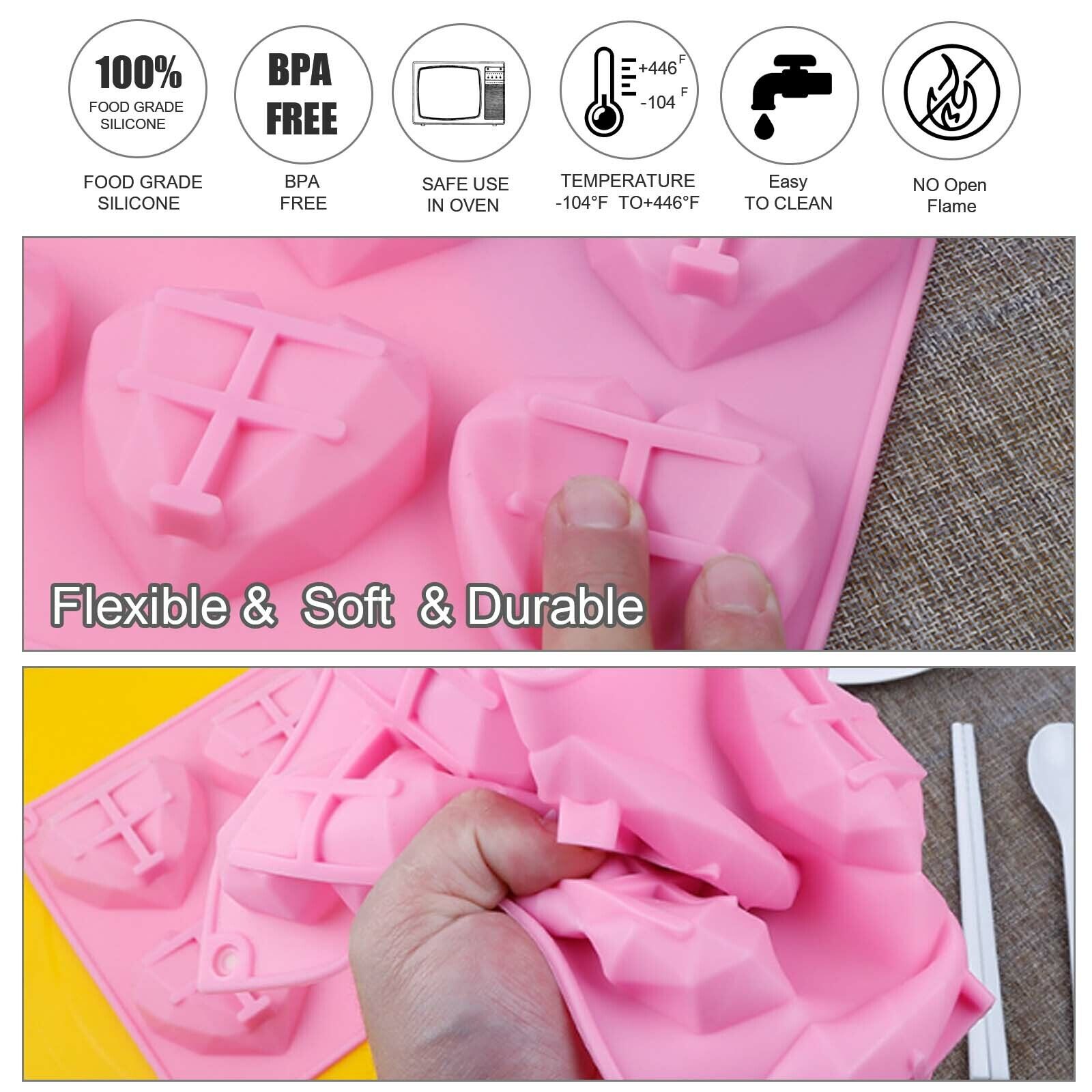 2PCS DIY 3D Fondant Mold Silicone Heart Shape Candy Cake Chocolate Mould Sugar Craft V201-W12420716
