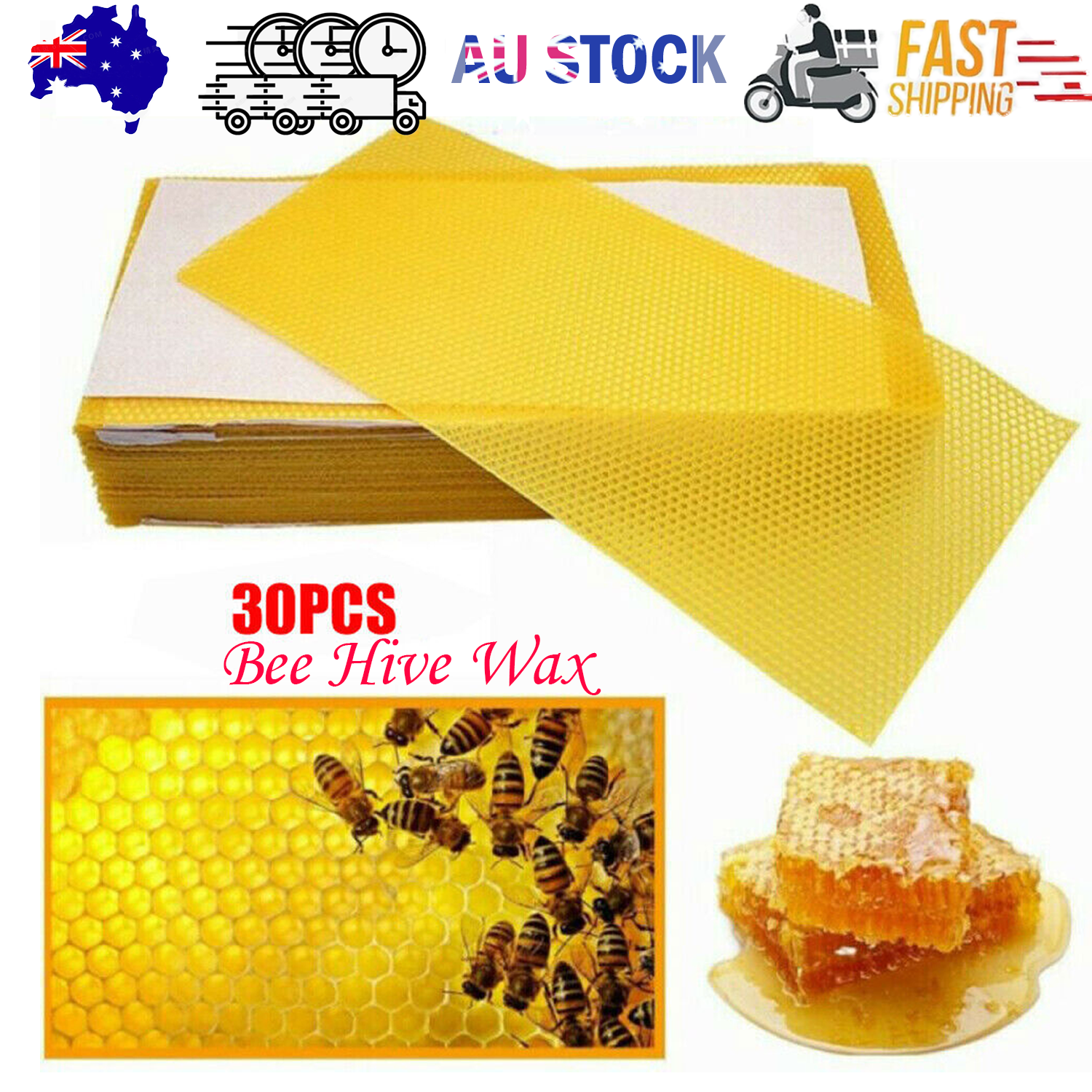 30Pcs Bee Hive Wax Honeycomb Bee Hives Beekeeping Equipment Frames Foundation V201-W12466388