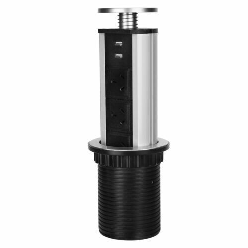 Pop Up Power Point 3 Socket Plug + 2 USB Table Home Kitchen Desk Outlet V201-W12466449