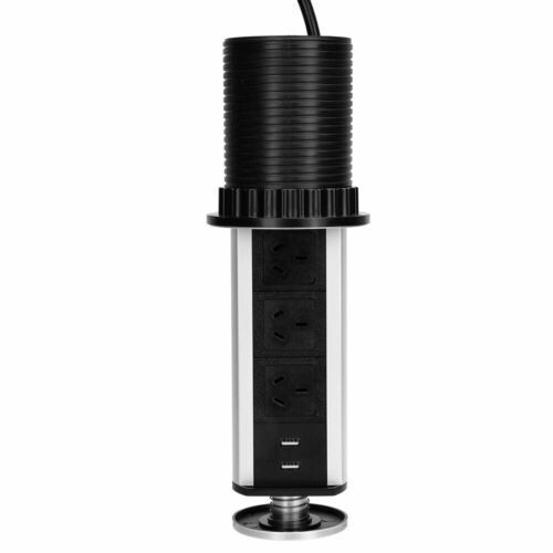 Pop Up Power Point 3 Socket Plug + 2 USB Table Home Kitchen Desk Outlet V201-W12466449