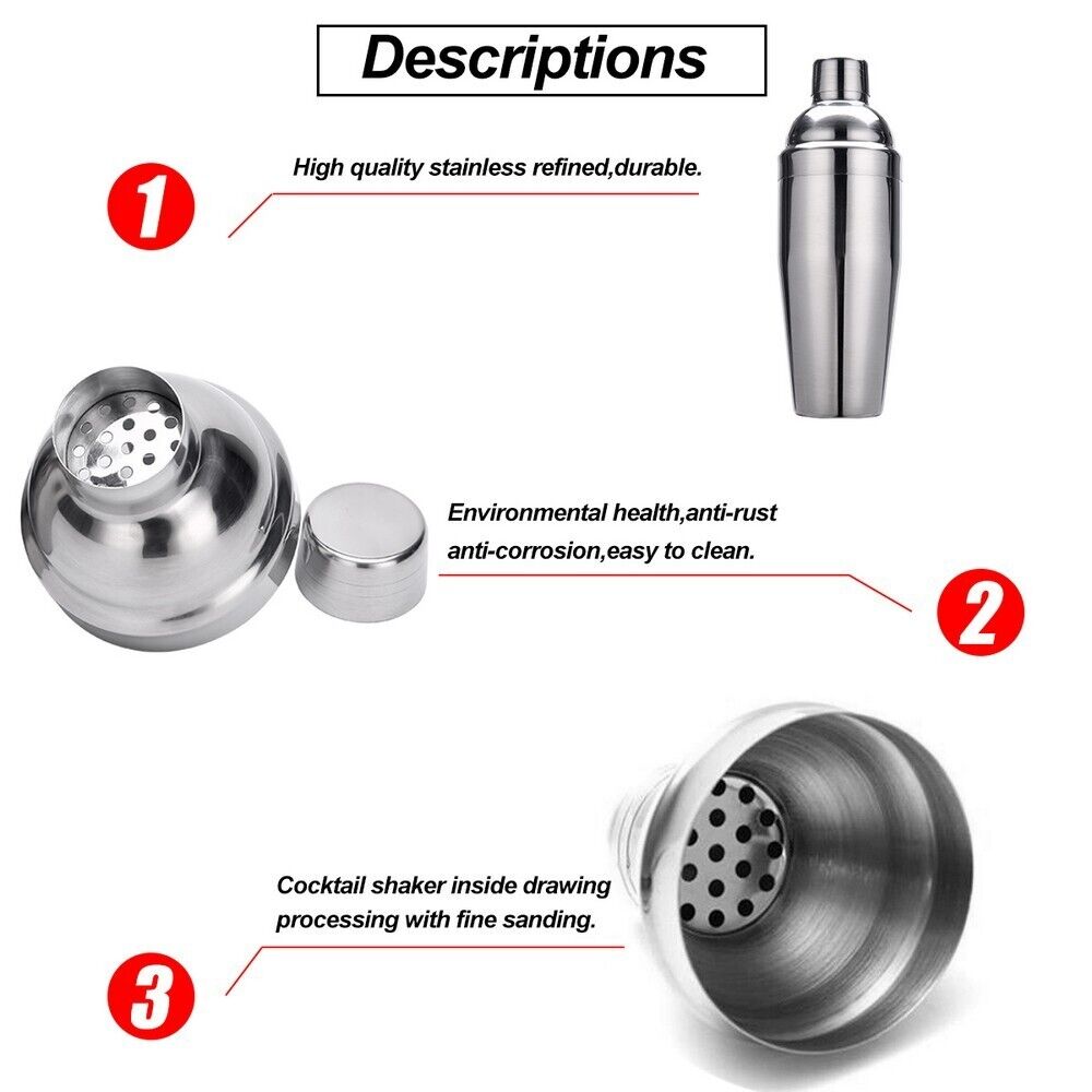 Boston Cocktail Shaker Set Maker Mixer Martini Spirit Bar Strainer Bartender Kit V201-W12466477