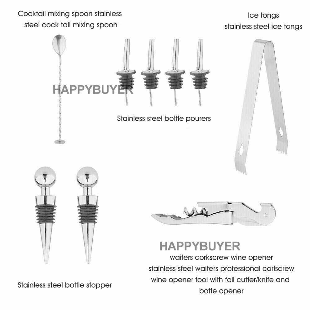 20Pcs Cocktail Shaker Set 750ml Martini Strainer Bartender Kit Bar Spirits Maker V201-W12466515