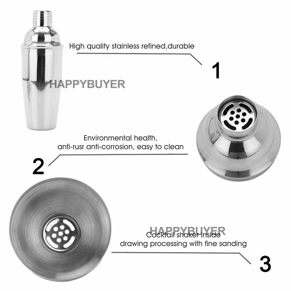 20Pcs Cocktail Shaker Set 750ml Martini Strainer Bartender Kit Bar Spirits Maker V201-W12466515
