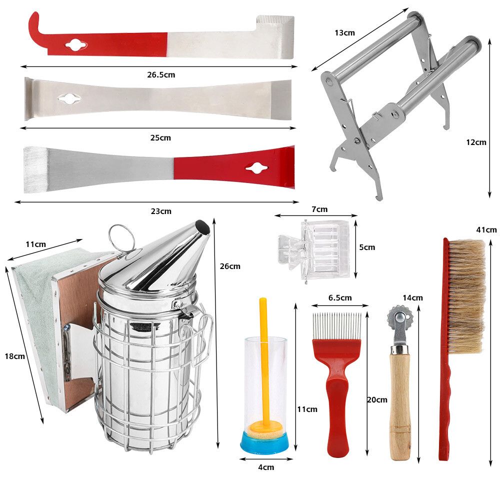 110 Beekeeping Equipment Tool Bee Smoker Brush Fork Hive Tool Bee Catcher Marker V201-W12466558