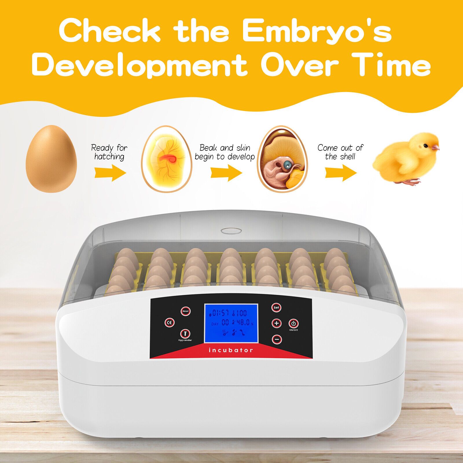 56 Eggs Automatic Incubator LED Hatching Digital Chicken Duck Poultry Hatcher AU