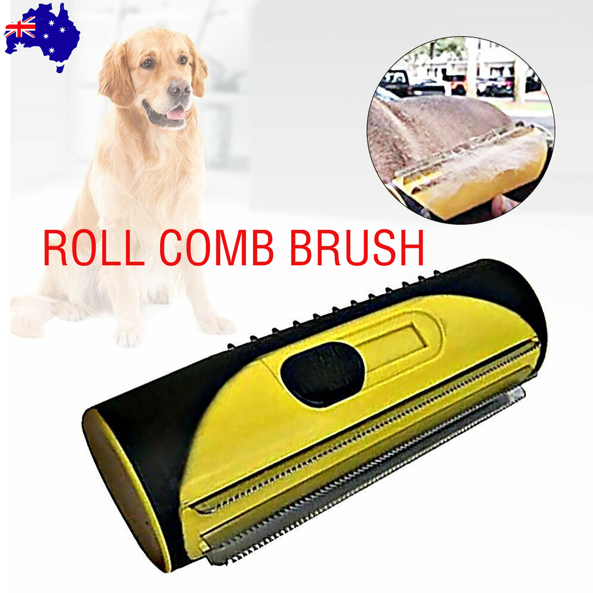 Pet Dog Cat Hair Fur Deshedding Shedding Trimmer Grooming Roll Comb Brush yellow V201-W12515181