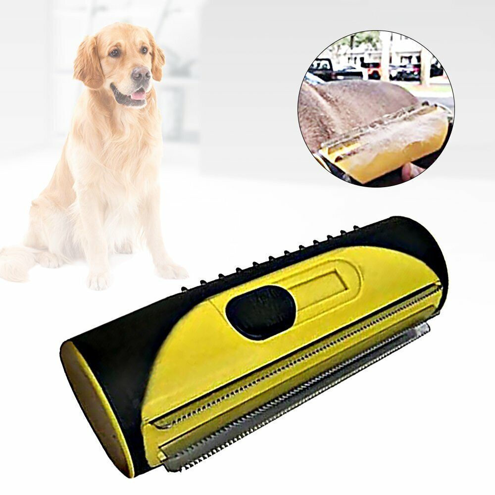 Pet Dog Cat Hair Fur Deshedding Shedding Trimmer Grooming Roll Comb Brush yellow V201-W12515181