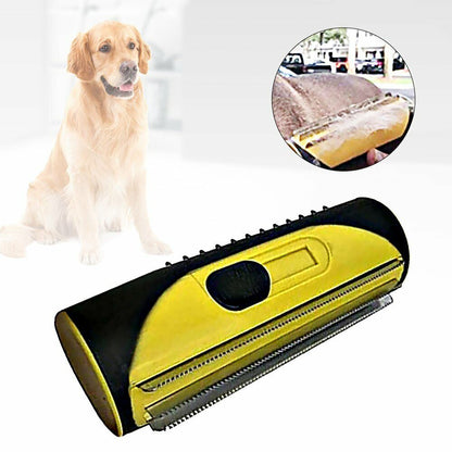 Pet Dog Cat Hair Fur Deshedding Shedding Trimmer Grooming Roll Comb Brush yellow V201-W12515181
