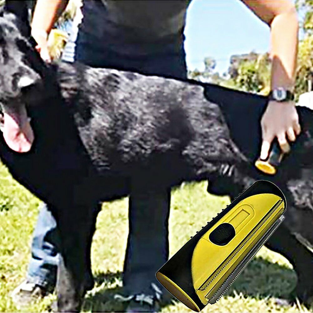Pet Dog Cat Hair Fur Deshedding Shedding Trimmer Grooming Roll Comb Brush yellow V201-W12515181