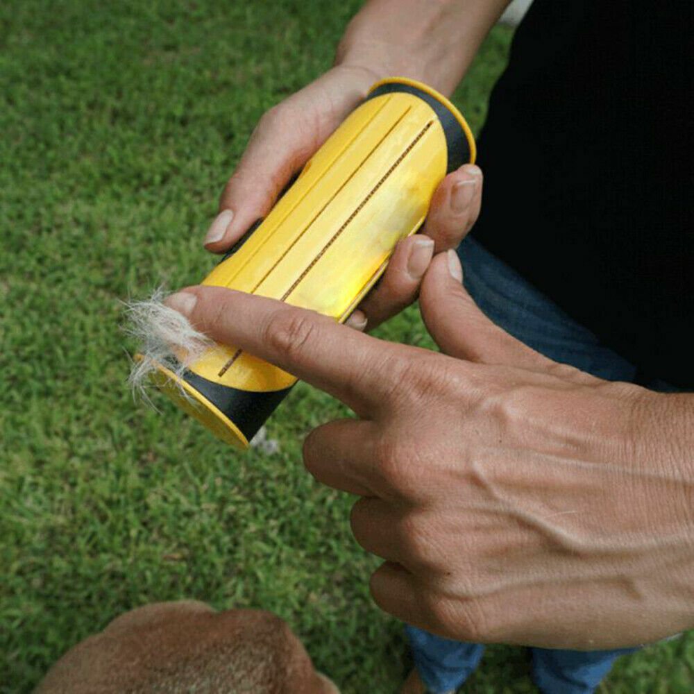 Pet Dog Cat Hair Fur Deshedding Shedding Trimmer Grooming Roll Comb Brush yellow V201-W12515181