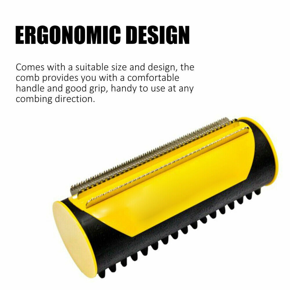 Pet Dog Cat Hair Fur Deshedding Shedding Trimmer Grooming Roll Comb Brush yellow V201-W12515181