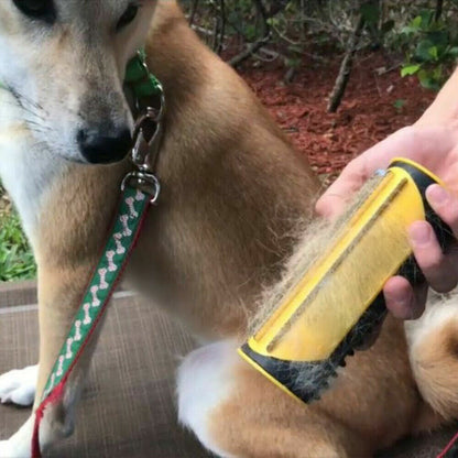 Pet Dog Cat Hair Fur Deshedding Shedding Trimmer Grooming Roll Comb Brush yellow V201-W12515181