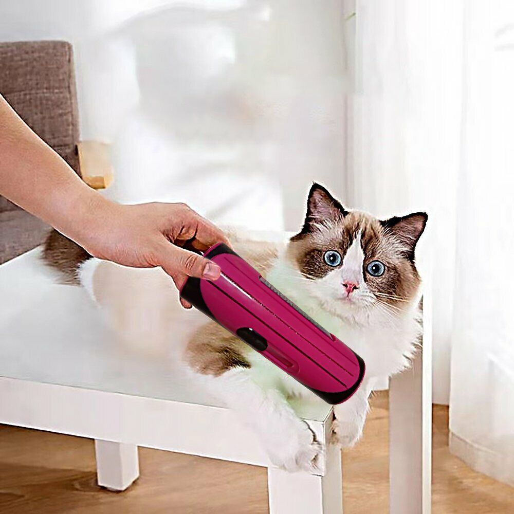 Pet Dog Cat Hair Fur Deshedding Shedding Trimmer Grooming Roll Comb Brush red V201-W12515182