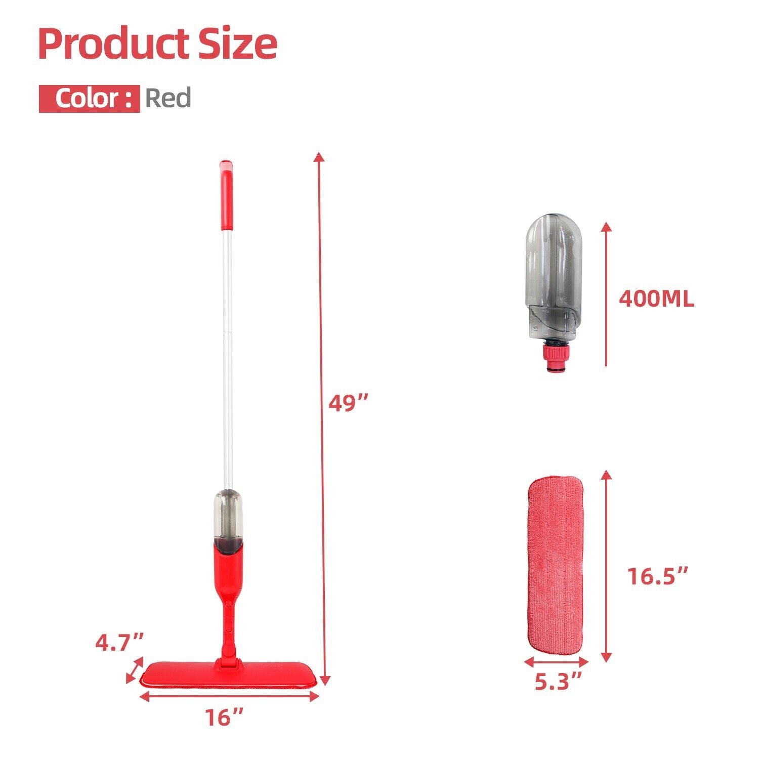 Spray Flat Mop Microfiber Pads Floor/Tile Kitchen Bathroom Living room Cleaning V201-W12549010