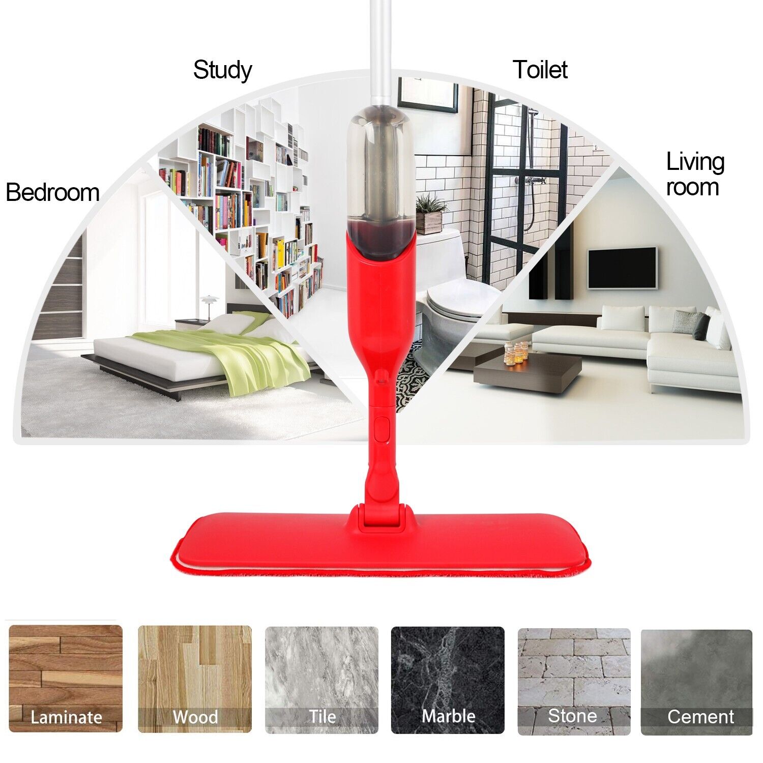 Spray Flat Mop Microfiber Pads Floor/Tile Kitchen Bathroom Living room Cleaning V201-W12549010