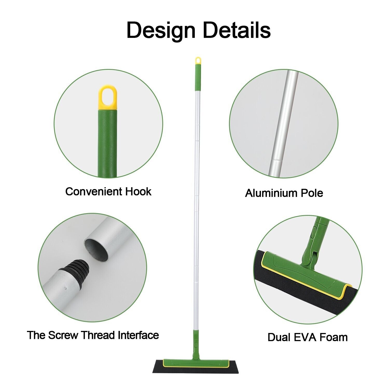 Green Floor Squeegee WiperBroom Floor Tile Cleaning Household Extendable Handle V201-W12550322