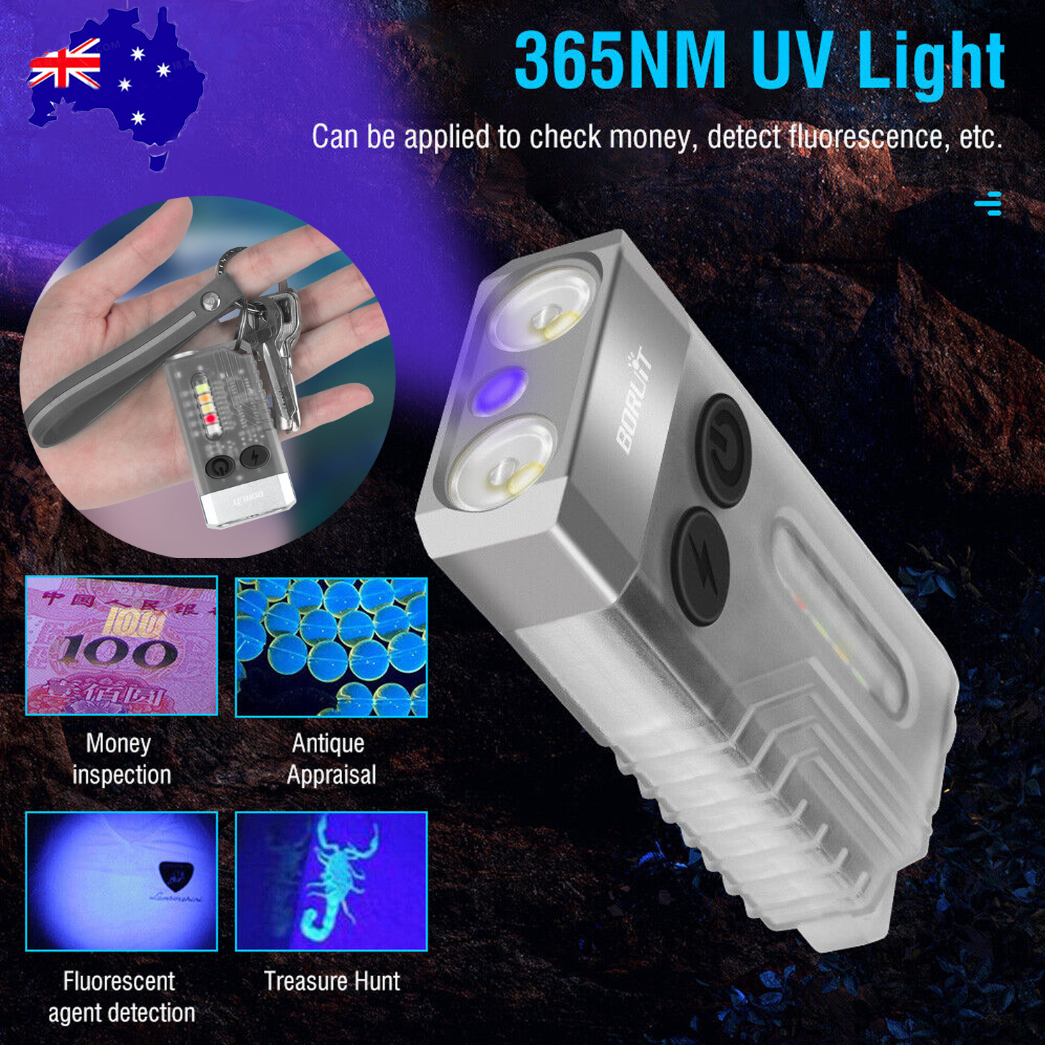 V10 LED Keychain EDC Flashlight USB Rechargeable Magnetic Torch Work Lamp V201-W12552808