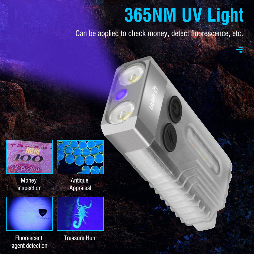 V10 LED Keychain EDC Flashlight USB Rechargeable Magnetic Torch Work Lamp V201-W12552808