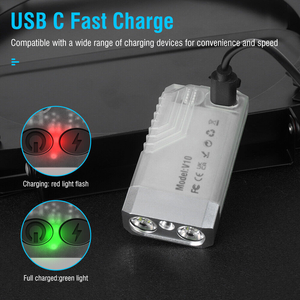 V10 LED Keychain EDC Flashlight USB Rechargeable Magnetic Torch Work Lamp V201-W12552808