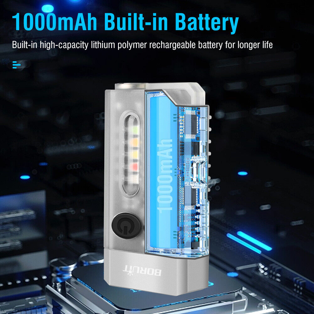 V10 LED Keychain EDC Flashlight USB Rechargeable Magnetic Torch Work Lamp V201-W12552808