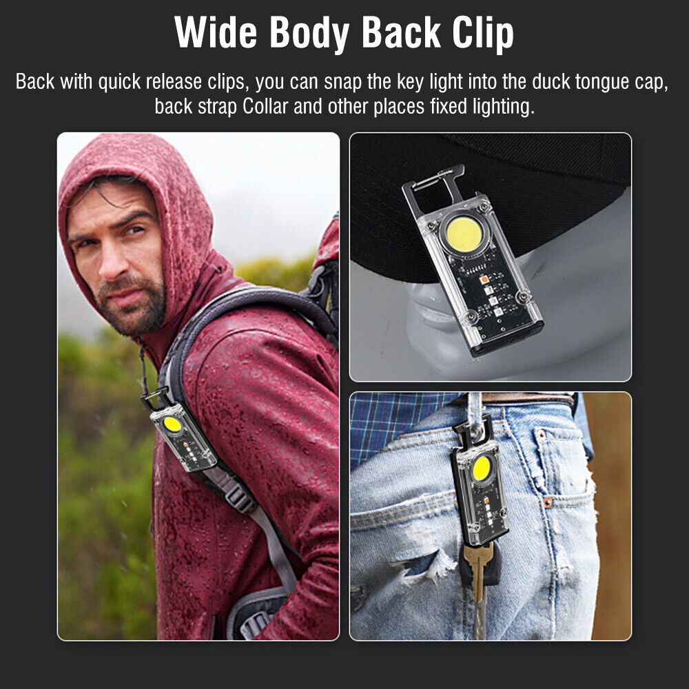 Mini Flashlight Keychain USB Rechargeable Cob Waterproof Portable Led Work Light V201-W12552810