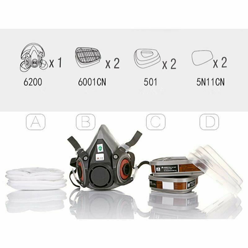 7 IN 1 Gas Mask Full Face Respirator Paint Spray Chemical Facepiece Reusable AU V201-W12562929
