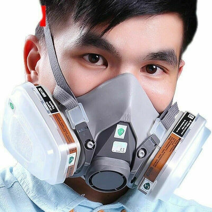 7 IN 1 Gas Mask Full Face Respirator Paint Spray Chemical Facepiece Reusable AU V201-W12562929