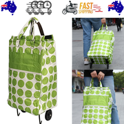 Shopping Trolley Cart Bag Foldable Wheels Carts Bags Market Luggage Basket green circle V201-W12583061