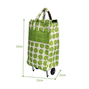 Shopping Trolley Cart Bag Foldable Wheels Carts Bags Market Luggage Basket green circle V201-W12583061