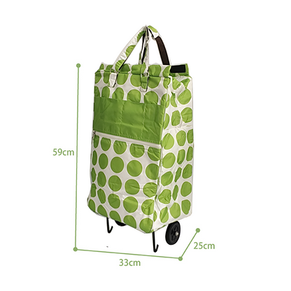 Shopping Trolley Cart Bag Foldable Wheels Carts Bags Market Luggage Basket green circle V201-W12583061