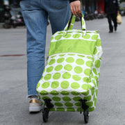 Shopping Trolley Cart Bag Foldable Wheels Carts Bags Market Luggage Basket green circle V201-W12583061