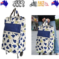 Shopping Trolley Cart Bag Foldable Wheels Carts Bags Market Luggage Basket blue leaves V201-W12583062