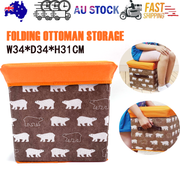 Folding Ottoman Storage Stool Cube Footstool Stool Blanket Box With Cover AU V201-W12583077