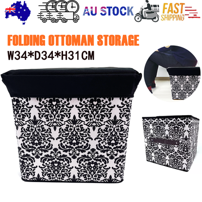 Folding Ottoman Storage Stool Cube Footstool Stool Blanket Box With Cover AU V201-W12583078
